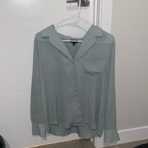 Large long sleeve turquoise blouse